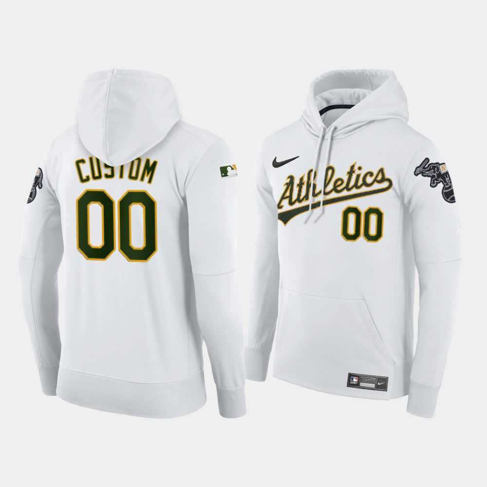 Men Oakland Athletics 00 Custom white home hoodie 2021 MLB Nike Jerseys